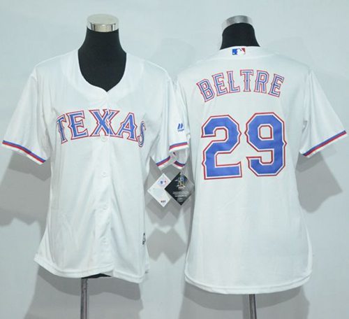 Rangers #29 Adrian Beltre White Women's Home Stitched MLB Jersey - Click Image to Close